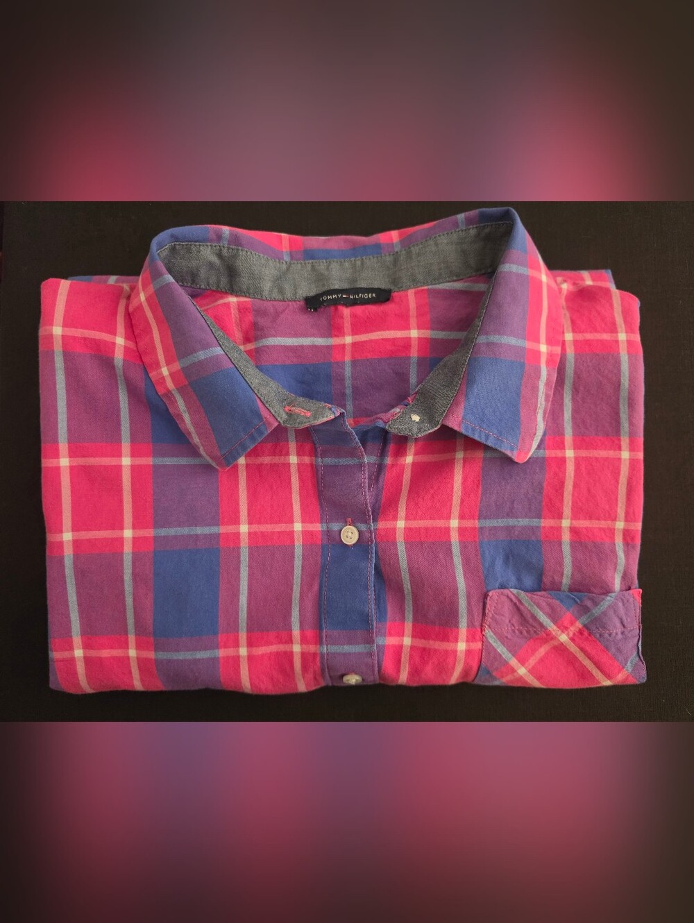 Tommy Hilfiger Pink & Blue Plaid Button-Up Shirt